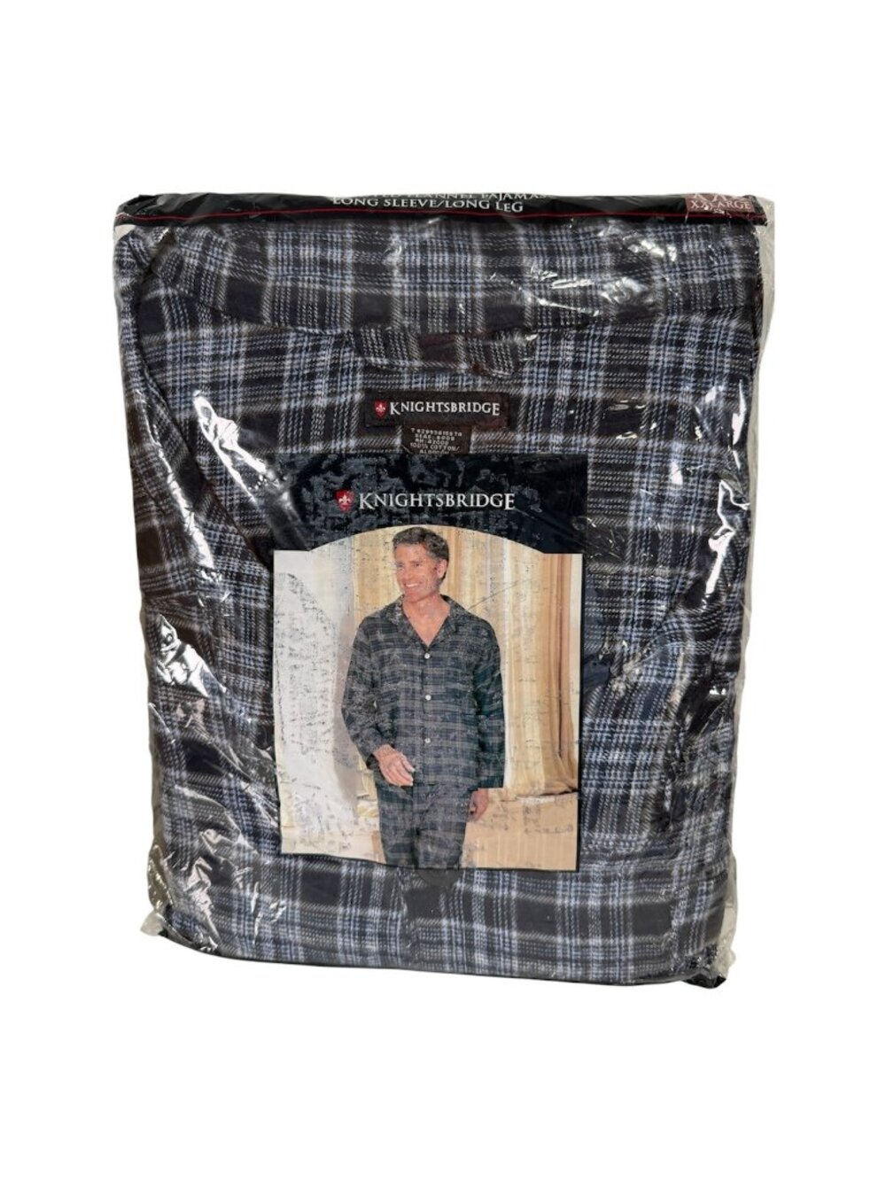 Knightsbridge Men’s Flannel Pajamas Set Blue Plaid 100% Cotton Size XXL NWT